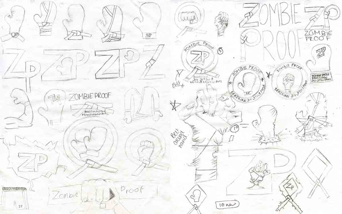 zombieproof logo sketches