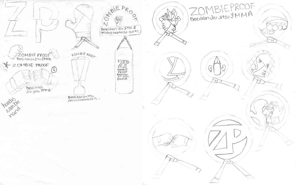 zombieproof logo sketches